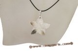 sp035  starfish design MOP pearl shell Leather pendant Necklace