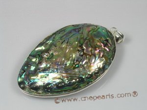 sp041 Oval Abalone Shell Pendant Leather Necklace in wholesale