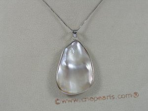 sp043 30*50mm oval oyster shell pendant with a pearl inside with sterling tray