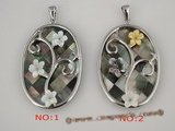 sp091 Oval design assorted colours mother of pearl pendant necklace