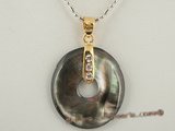 sp094 Donut Drop black sea shell pendant neckace in wholesale price