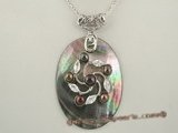 sp097 Wholesale trendy black mother of pearl pendant neckace with bread pearl