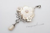 sp102 Nature pink 30mm carve flower mother of pearl pendant in silver plated