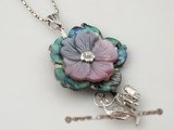 sp125 Trendy Layer carve flower Abalone mother of pearl pendant necklace