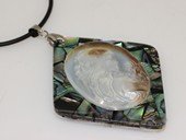 sp167  pretty girl cameo design mother of pearl shell pendant