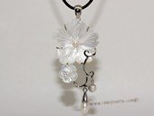 sp170  silver tone oyster shell pendant flower design