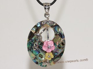 sp180 Trendy flower design mother of pearl shell pendant necklace in wholesale