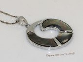 sp184 Silver tone round design pendant necklace with mother of pearl