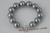 spbr010 Hand knotted 12mm silver grey shell pearl bracelet in factory price