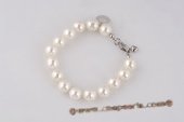 spbr016 Hand knotted 10mm Shell Pearl Sterling Silver Bracelet