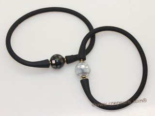 spbr030 Hand Knitted Black Leather Cord Bracelet