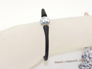 spbr030 Hand Knitted Black Leather Cord Bracelet