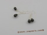 spe003 6*9mm black tear-drop shell pearls sterling dangle earring with 925 silver hook