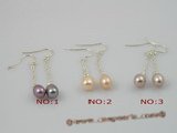 spe007 6*8mm tear-drop freshwater pearls sterling dangle earring with sterling hook