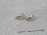 SPE038 12-13mm white fresh water coin pearl sterling silver CLIP Earrings