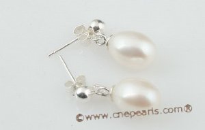 spe045 White cultured pearl sterling stud earrings for wholesale