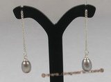 spe048 sterling single row studs earrings with purple pearl