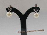 spe071 Sterling pierce clip earrings with white bread cultured pearl