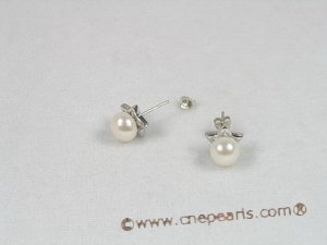 spe072 sterling asteroidal  studs earring combine with cultured pearl