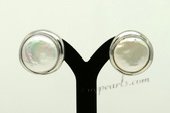 spe094 Sterling 12-13mm white coin pearl clip earrings