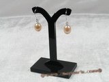 spe100 Sterling 8-9mm pink rain drop pearl dangle earrings