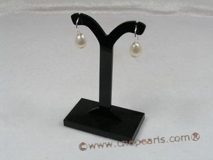 spe104 Sterling nature color 8-9mm tear-drop pearl dangle earrings