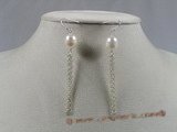 spe105 Sterling 9*11mm white potato pearl dangle earrings