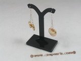 spe107 Sterling Chain & 12-13mm champagne coin pearl dangle Earring