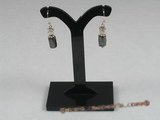 spe116 Sterling black magnetic beads and pearl dangle Earring