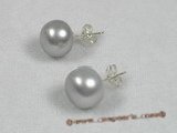 spe120 11-12mm grey breads pearl sterling silver studs earrings