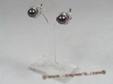 spe121 sterling silver 10-10.5mm black breads pearl clip earrings