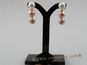 spe130 sterling multi-color 8.5-9mm bread pearl studs earrings
