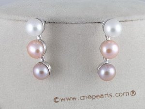 spe130 sterling multi-color 8.5-9mm bread pearl studs earrings