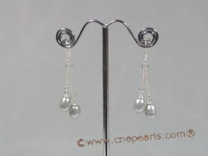 spe132 6-7mm grey tear-drop pearl 925silver dangle earrings