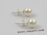 spe137 sterling studs Earring with 7-8mm white round  pearl