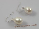 spe138 gorgeous 10-10.5mm white oval pearl sterling dangle earrings