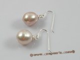 spe140 sterling 10-10.5mm purple oval large pearl dangle earrings