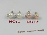 spe144 sterling zircon & bread pearl studs  earrings