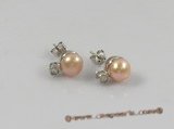 spe146 sterling crystal rhinestones & bread pearl studs  earrings on sale