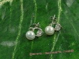 spe147 sterling heart-shape design studs  earrings with bread pearl