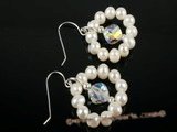 spe159 Pearl Floating Flowers Designer 925silver dangle Earrings on sale