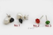 spe162 Silver 925 stud earrings with multicolor zircon and tear-drop pearl