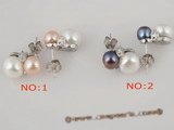 spe166 sterling multi-color 8-8.5mm bread pearl studs earrings onsale