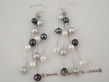 spe174 925silver dangle earring with White,black, and Grey Pearls