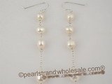 spe178 sterling silver Tin Cup style White Pearl dangle earrings