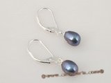 spe187 Sterling silver Leveback Earring with 6-7mm black rice pearl