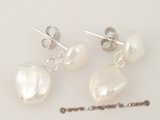spe212 Sterling silver white keshi pearl dangle stud earring in wholesale