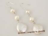 spe214 12-13mm white coin pearl dangle earrings in wholesale