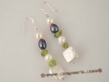 spe215 wholesale square coin pearl &crystal beads dangle Earrings