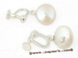 spe240 Sterling silver white coin pearl screwback clip earrings on sale